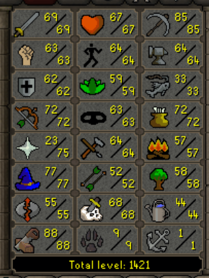 OSRS Account - 84 CB - 1421 TTL - 212 QP - Graceful - Construction outfit, photo 1 of 6